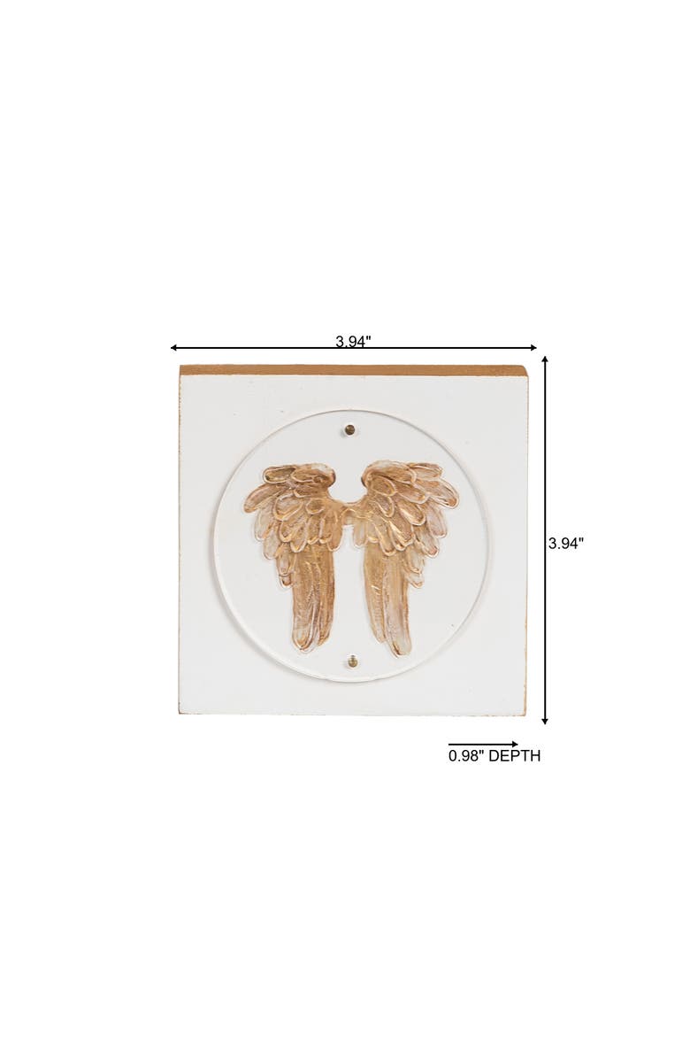 Transpac Wood and Acrylic Block Gold Angel Wings Multicolored for Spring Home Decor, Alternate, color, Multicolored