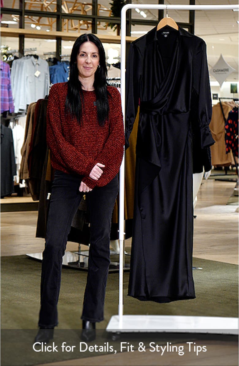 Collar Long Sleeve Satin Gown, sales video thumbnail