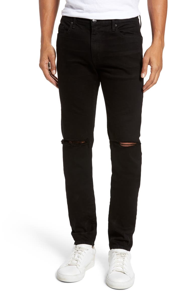 L'Homme Skinny Fit Jeans, Main, color, NOIR SLITS