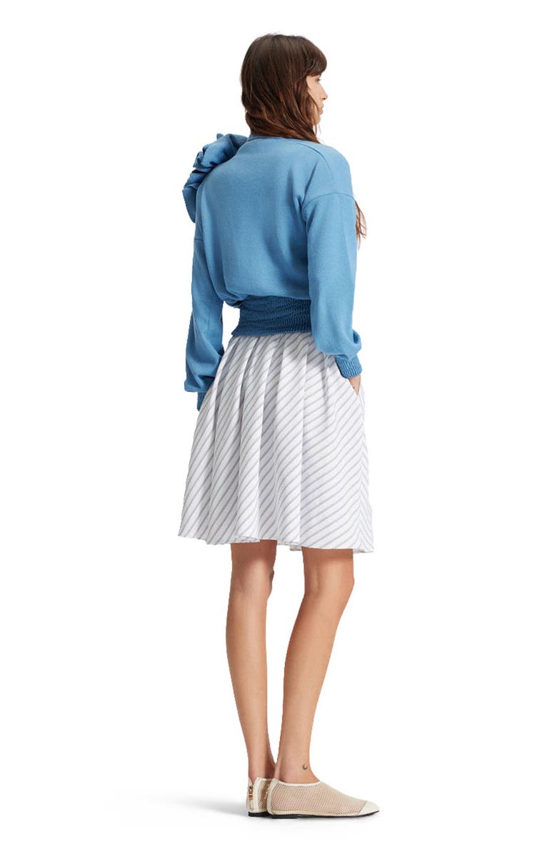 THEO The Label Nomia Ribbed Waist Rosette Cardigan, Alternate, color, Retro Blue