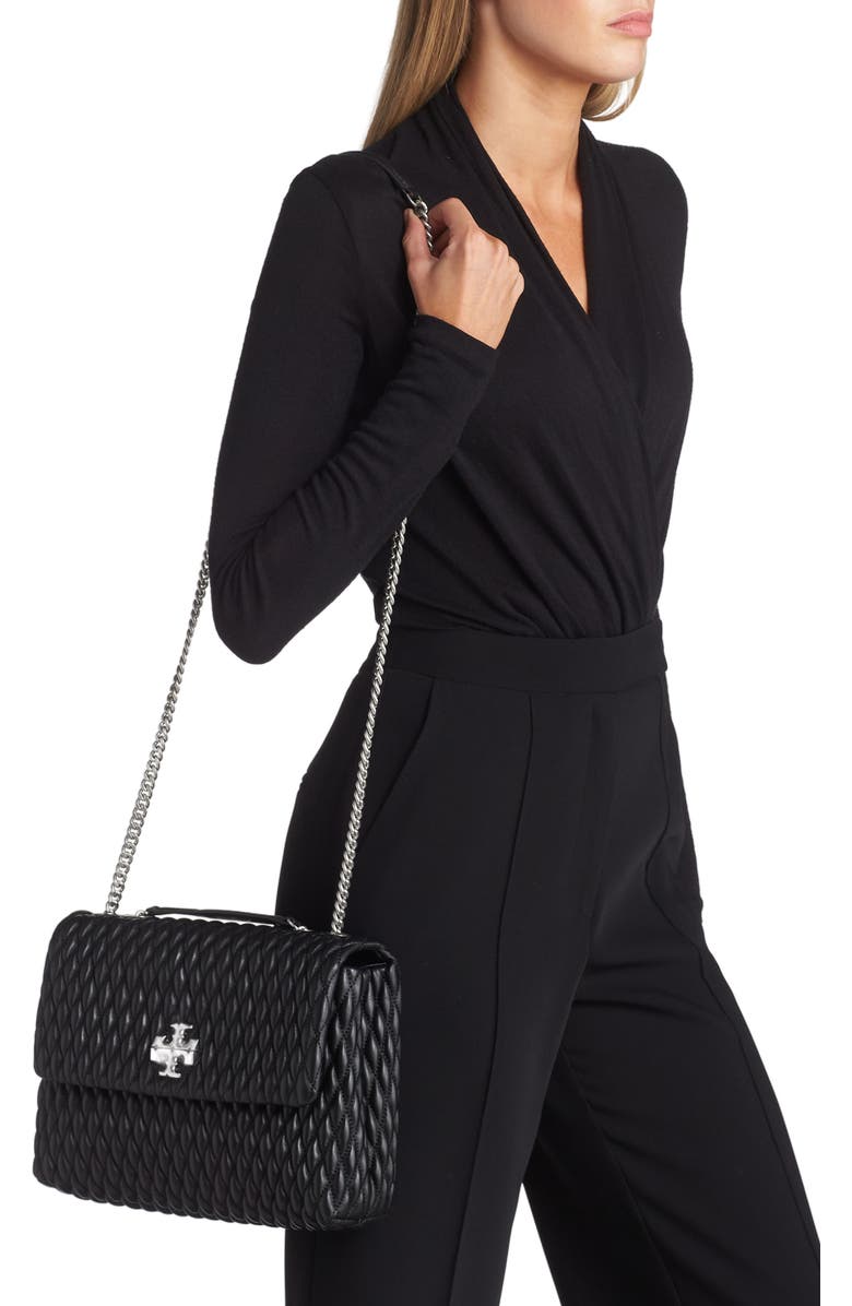 Tory Burch Kira Ruched Leather Convertible Shoulder Bag, Alternate, color,