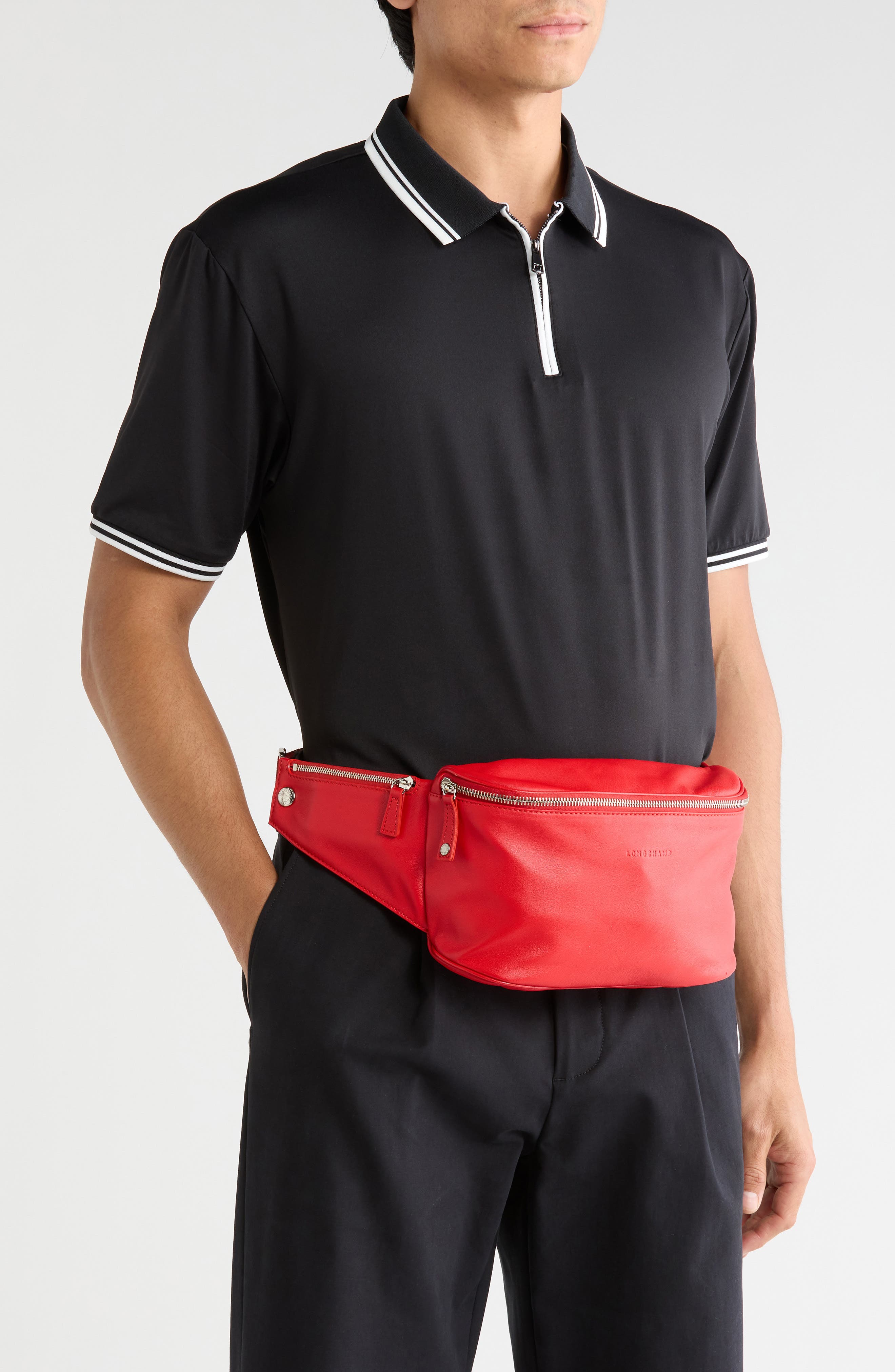 Parisis Leather Belt Bag, Alternate, color, VERMILLION