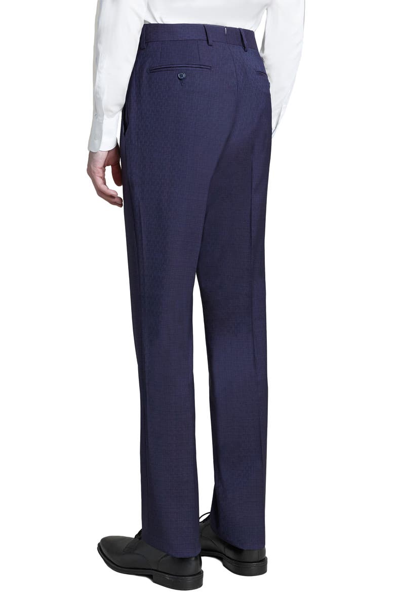 Santorelli Flat Front Stretch Wool Dress Pants, Alternate, color, Midnight