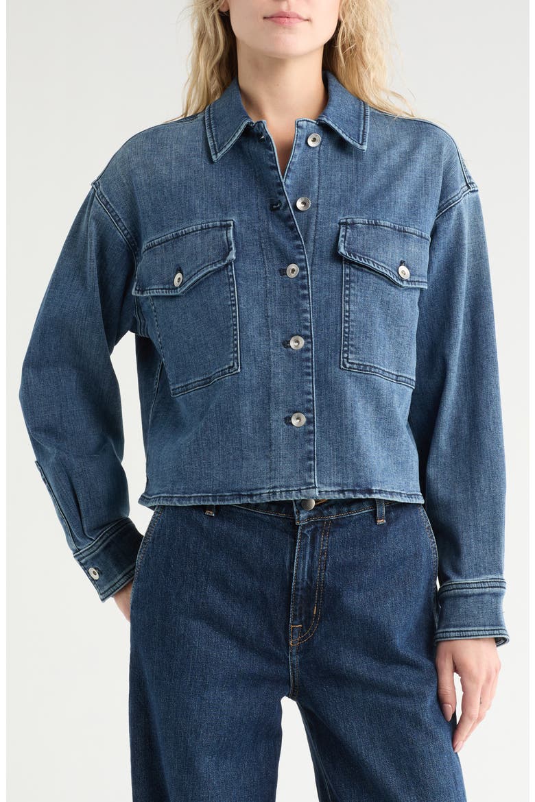 Jayde Crop Denim Shirt Jacket, Main, color, MEDIUMWASH