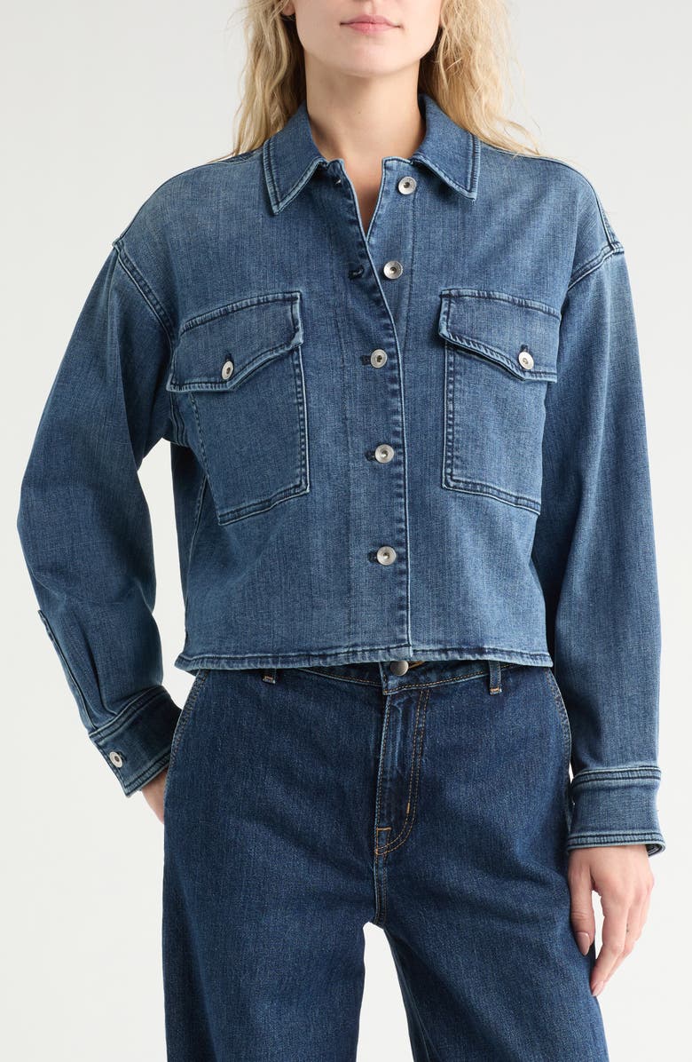 rag & bone Jayde Crop Denim Shirt Jacket, Main, color, Mediumwash