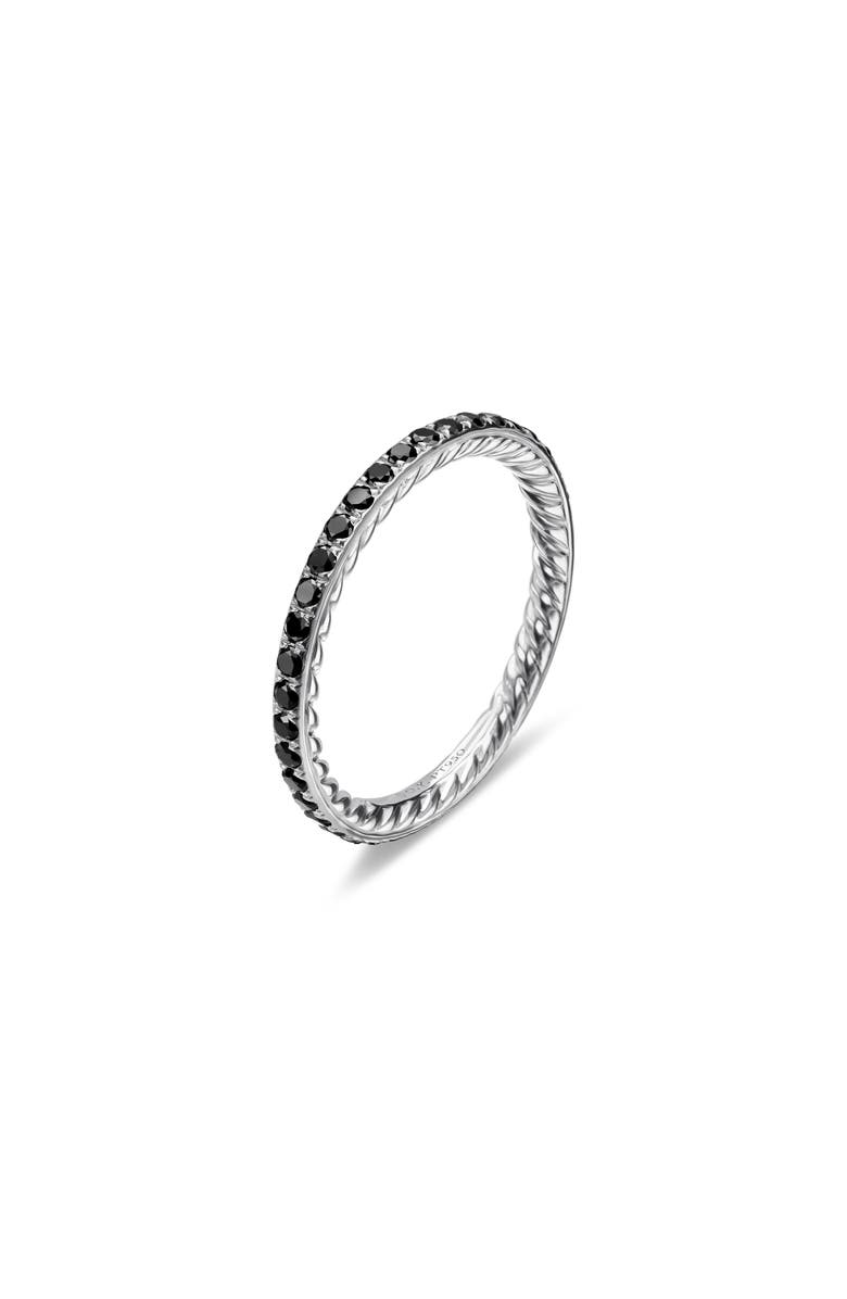 David Yurman Eden Band Ring in Platinum with Pavé Black Diamonds, Alternate, color, 
