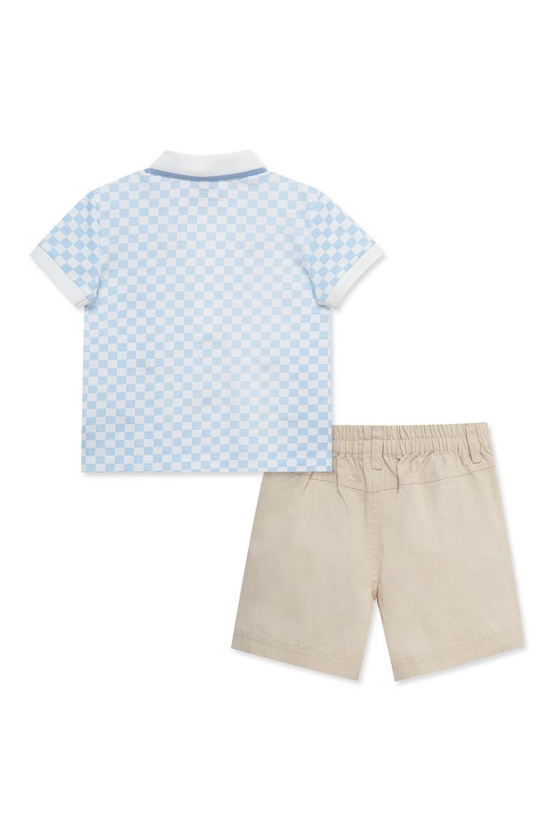 Race Car Polo & Shorts Set, Alternate, color, BLUE CHECK