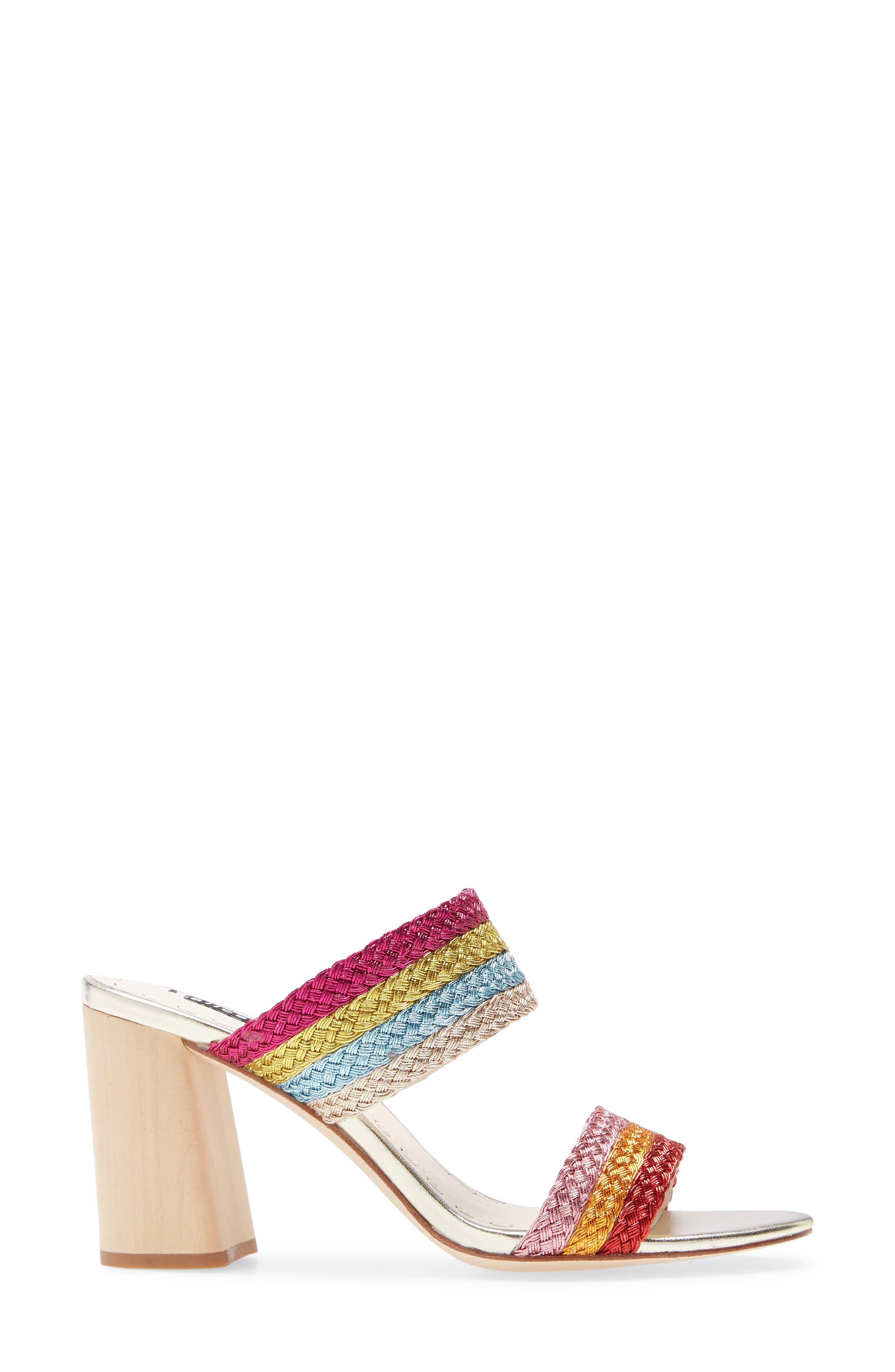 Alice + Olivia Loni Metallic Braided Strap Sandal, Alternate, color, 