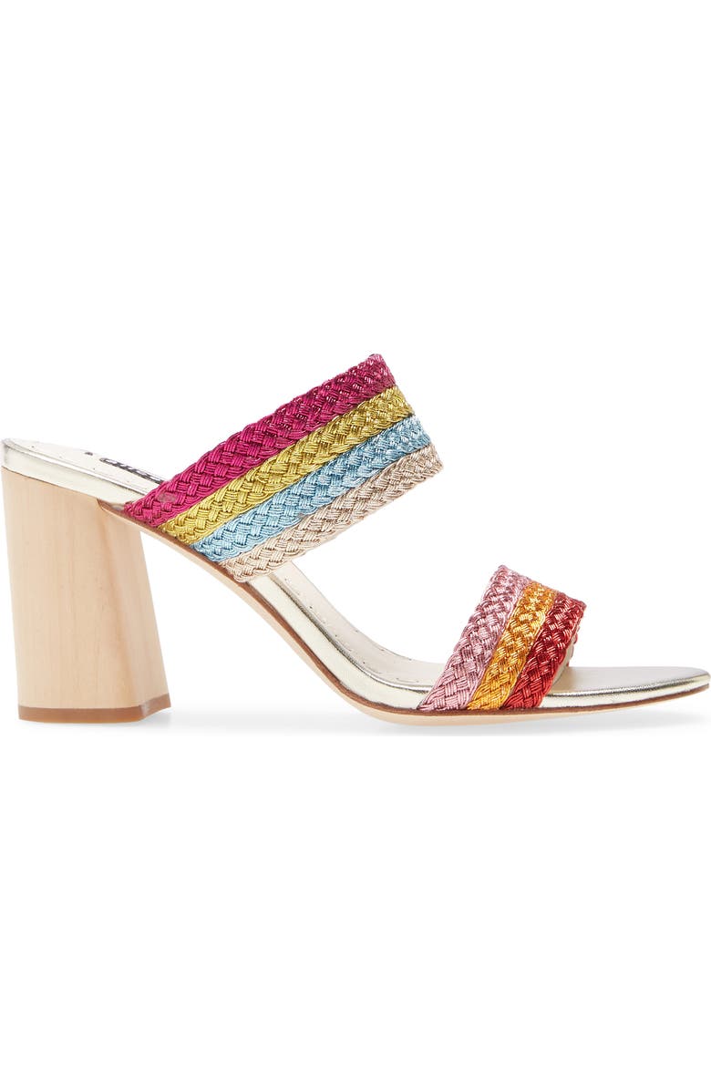 Alice + Olivia Loni Metallic Braided Strap Sandal, Alternate, color,