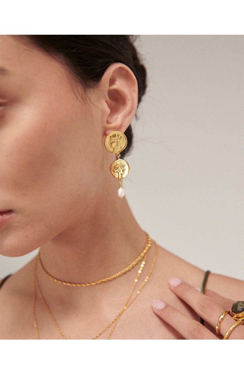 Ottoman Hands Odella Gold And Pearl Drop Stud Earrings, Alternate, color, 