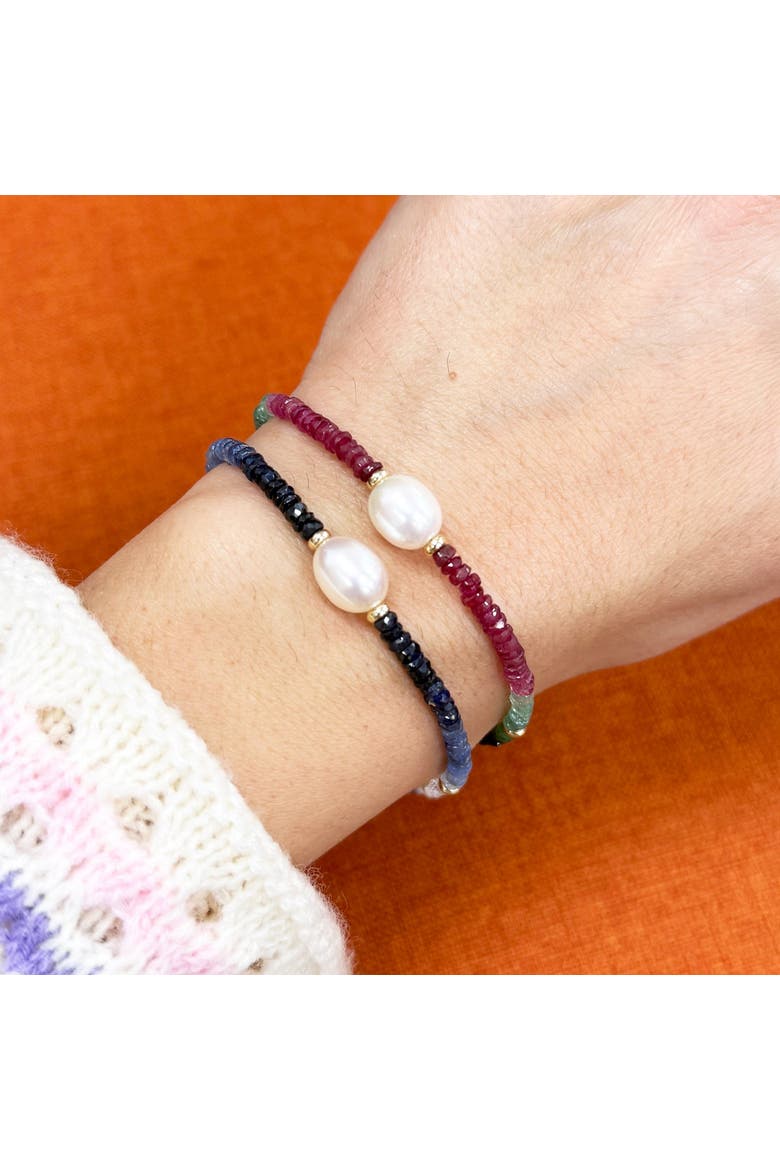 Blue Sapphire Ombre Bead Pearl Bracelet, Alternate, color, Blue Sapphire
