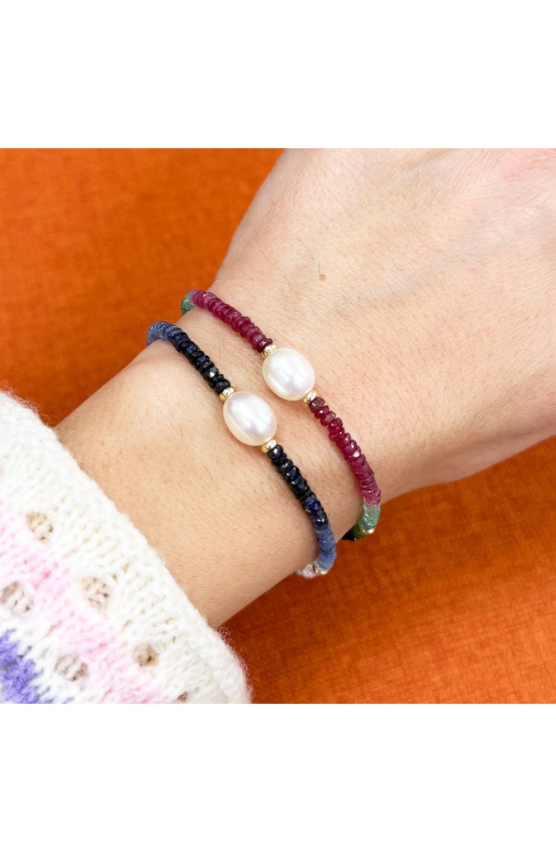 The Lovery Fine Jewelry Blue Sapphire Ombre Bead Pearl Bracelet, Alternate, color, Blue Sapphire