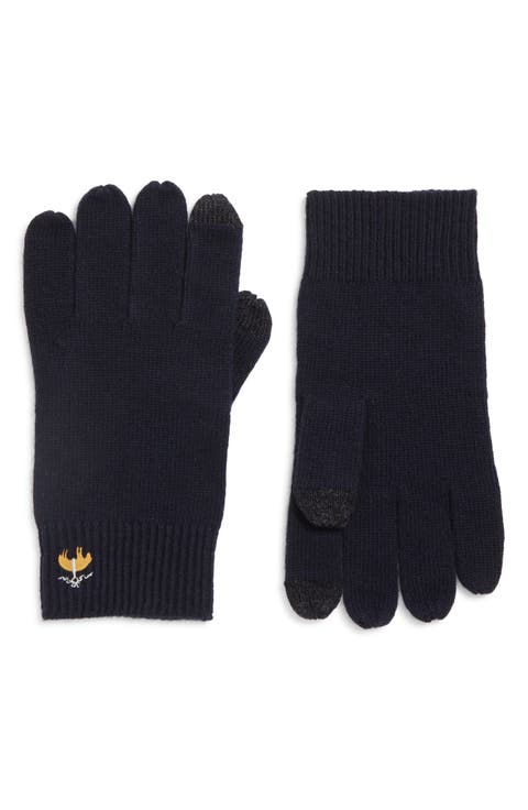 Wool Blend Rib Knit Gloves