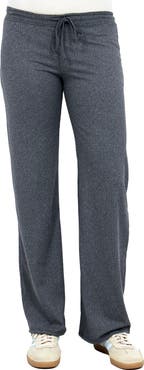 24seven Comfort Apparel Womens Basic Ribbed Knit Drawstring Straight Leg Lounge Pants