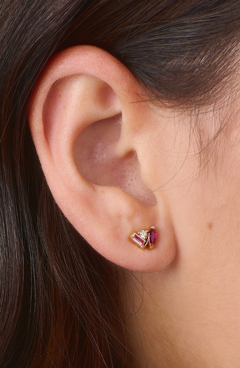 Little Sky Stone Seraphina Celeste Stud Earrings, Alternate, color, Ruby / Pink