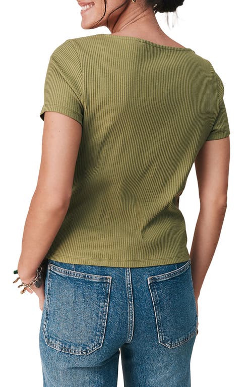 Next Rib Short Sleeve Button-up Top In Gray