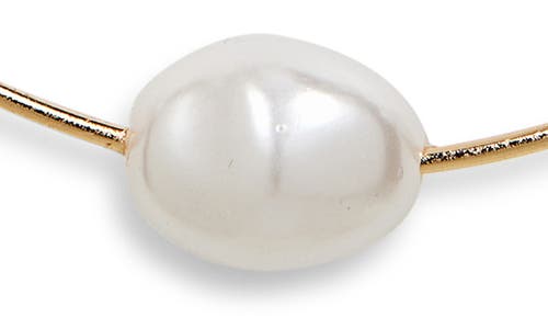 Tasha Faux Pearl Open Hoop Earrings In Gold
