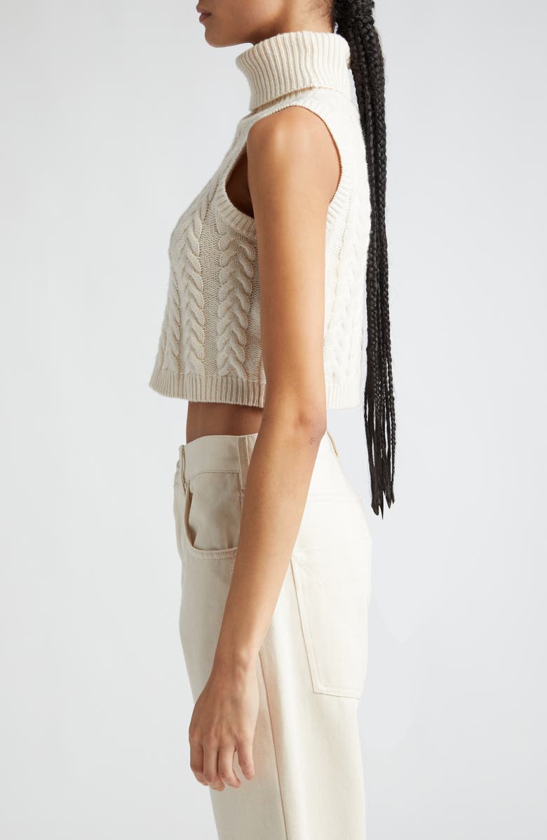 Max Mara Oscuro Cable Knit Crop Wool & Cashmere Sweater, Alternate, color, 