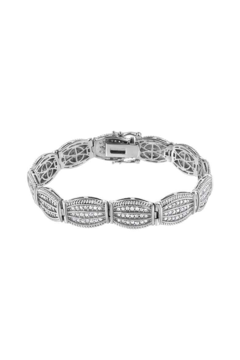 Silver 3.0 Cttw Prong Set Diamond Art Deco Style Tennis Bracelet, Alternate, color, White