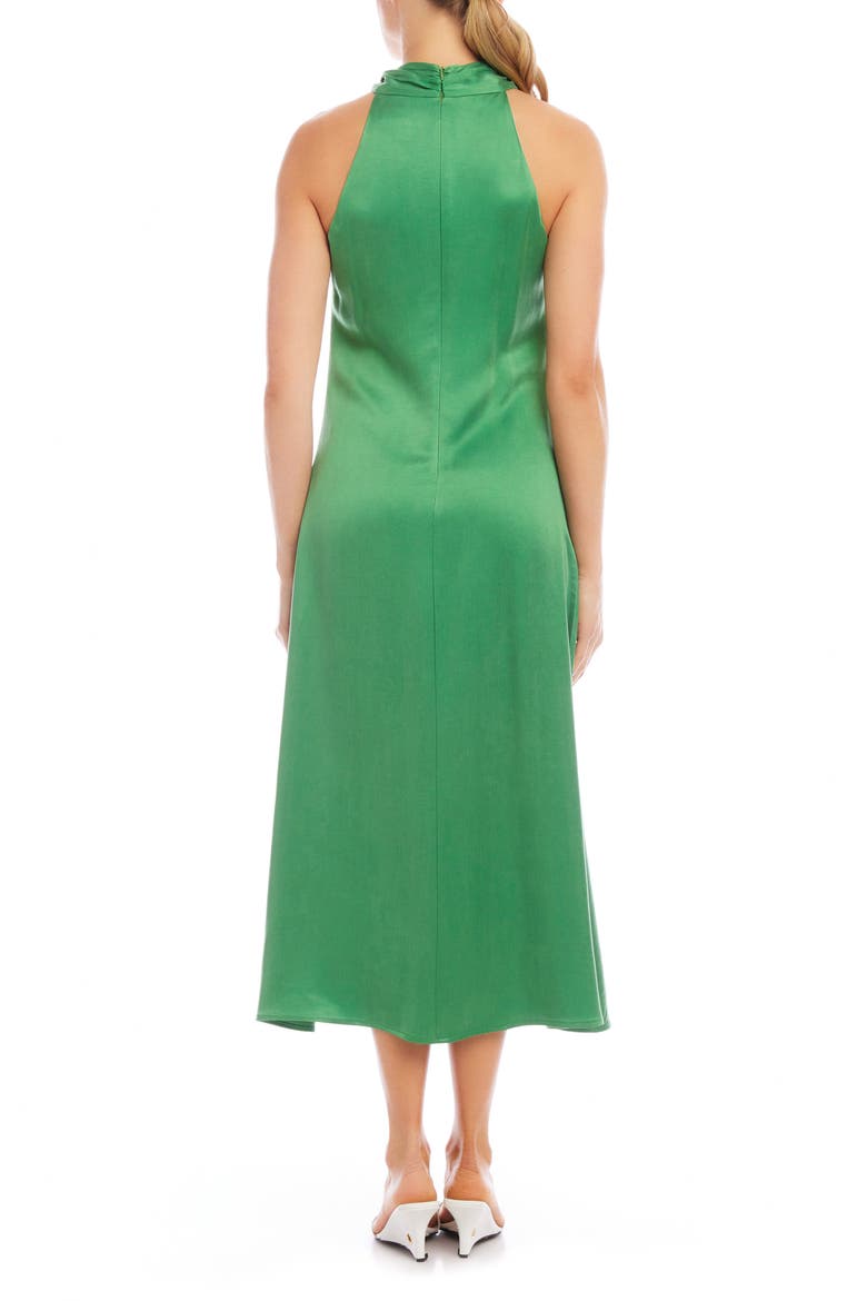 Ivy Crossover Neck Satin Midi Dress, Alternate, color, JADE