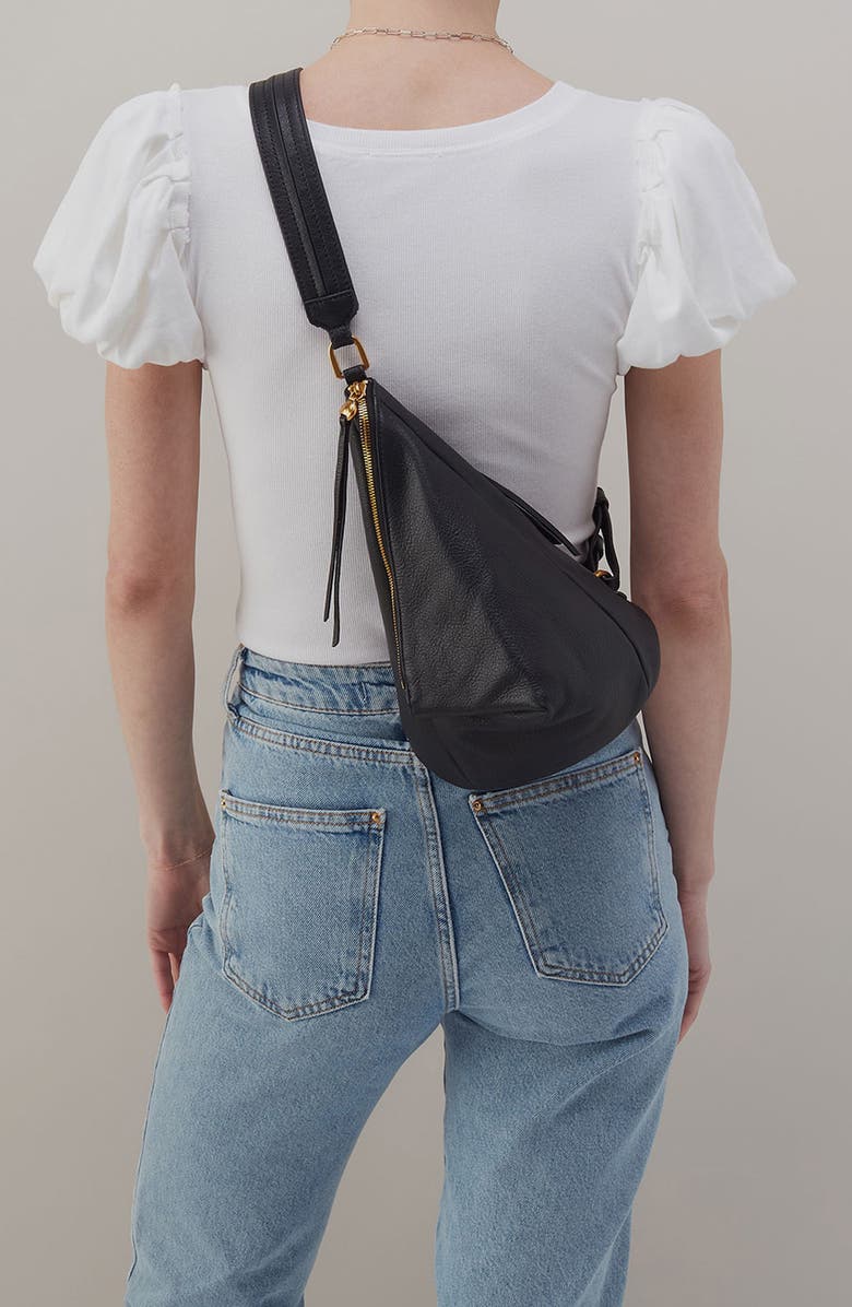 HOBO Small Sway Leather Sling Bag, Alternate, color, Black