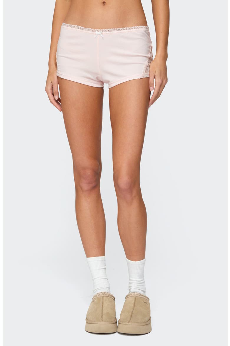 Arcadia Lace Trim Shorts, Main, color, LIGHT-PINK