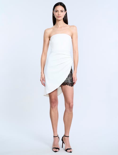 Bcbg Strapless Lace Inset Dress In White