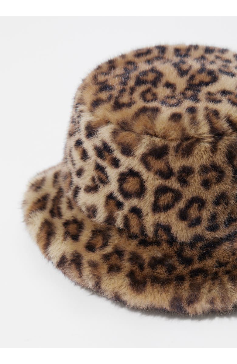 & Other Stories Leopard Print Faux Fur Bucket Hat, Alternate, color,