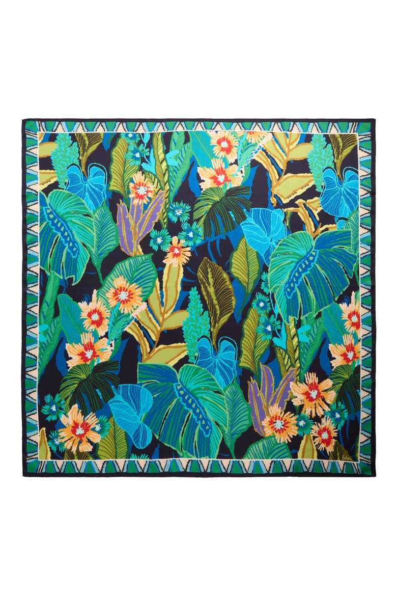 Rainforest Silk Square Scarf, Alternate, color, HAWAIIAN OCEAN