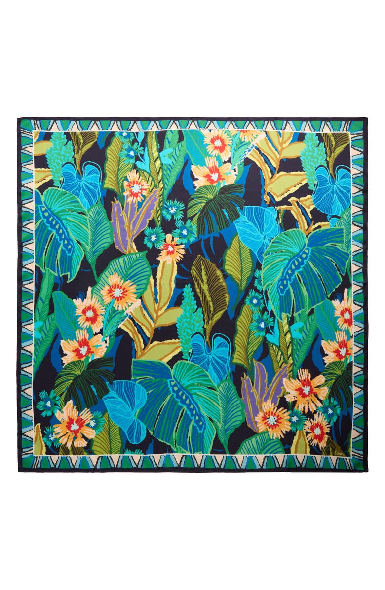 Echo Rainforest Silk Square Scarf, Alternate, color, Hawaiian Ocean