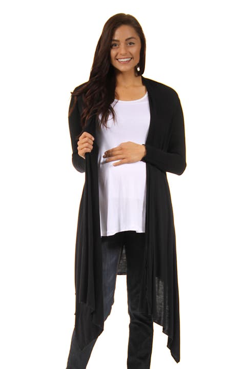 Extra Long Open Front Maternity Cardigan