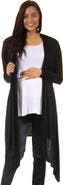 24seven Comfort Apparel Extra Long Open Front Maternity Cardigan