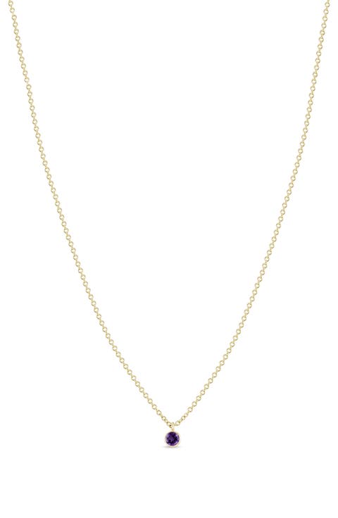 14K Gold Bezel Birthstone Necklace