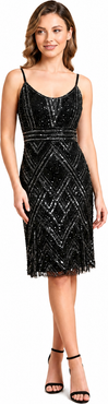 LARA New York Beaded Flounce Dress