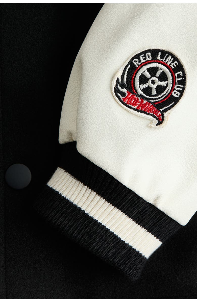 H&M Motif-detail baseball jacket, Alternate, color, Black/Hot Wheels