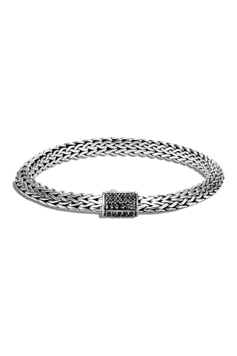Tiga Chain Black Sapphire Clasp 6.4mm Bracelet, Alternate, color, BLACK
