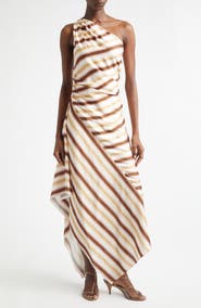 A.L.C. Lyn Tie Dye Stripe One-Shoulder Dress