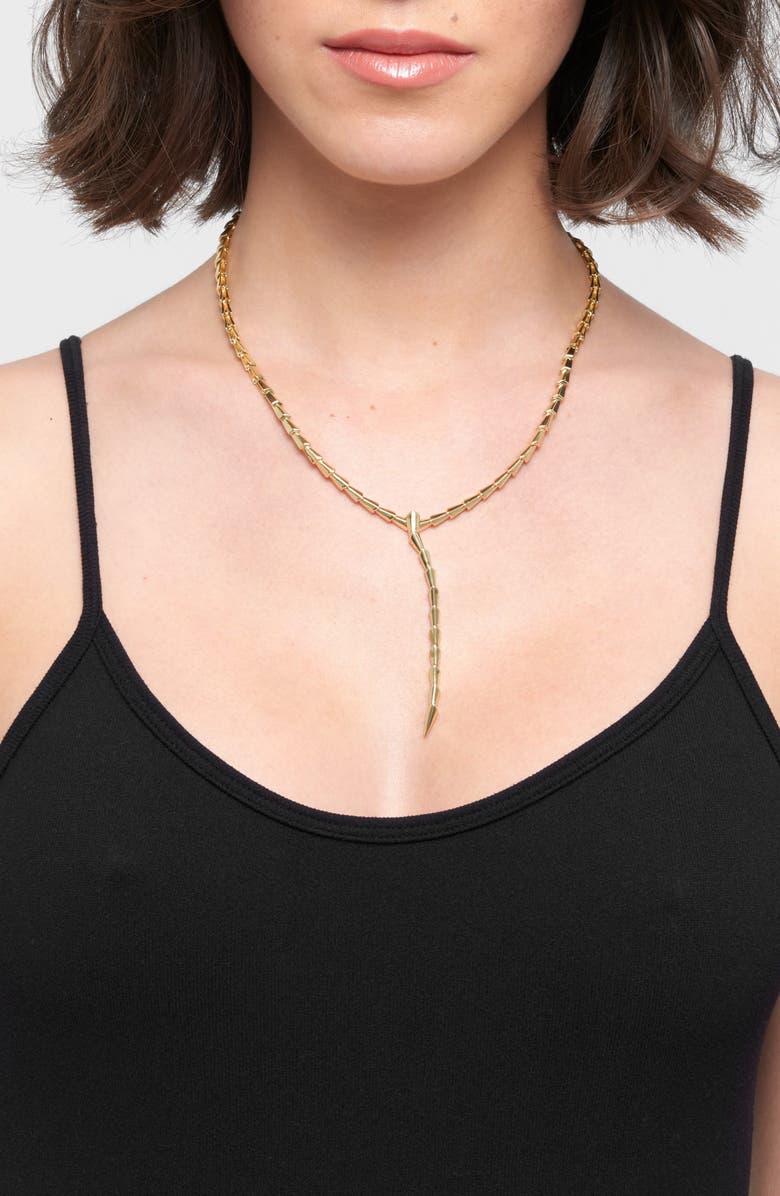 Adornia Set of 3 Lariat Herringbone & Heart Pendant Necklaces, Alternate, color, Gold