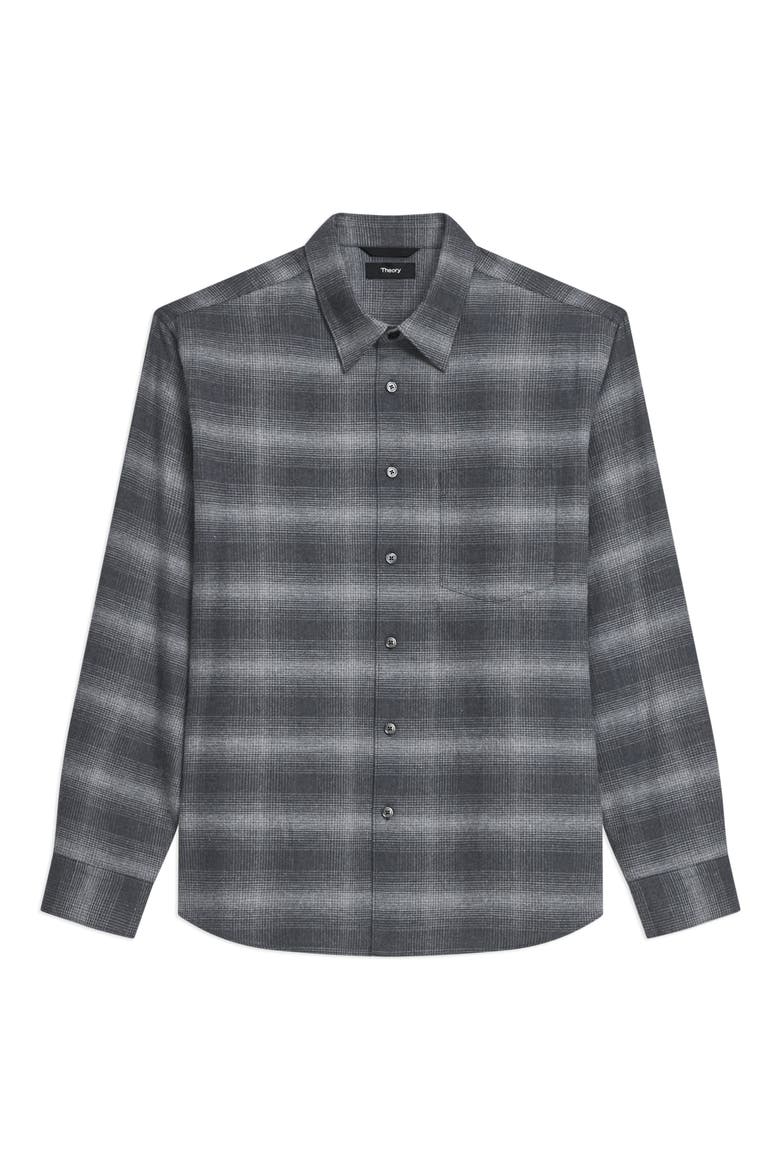Weekend Gradient Check Brushed Cotton Button-Up Overshirt, Alternate, color, CHARCOAL MELANGE MULTI - WX6