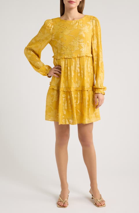 Cecile Long Sleeve Metallic Minidress