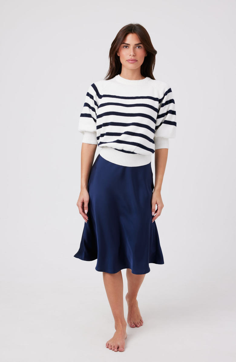 By Tess Collection Maisy Sweater, Alternate, color, White / Navy Stripes