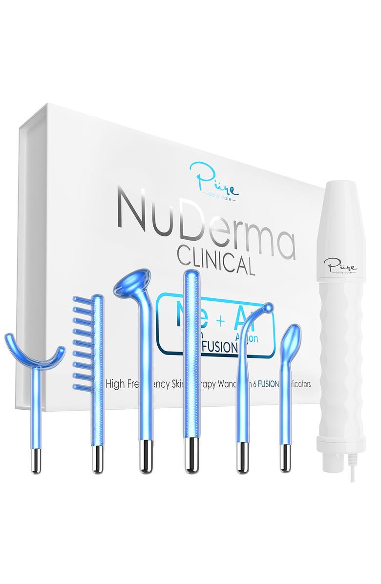 PURE DAILY CARE NuDerma Clinical Skin Therapy Wand - Portable Handheld High Frequency Skin Therapy Machine with 6 Fusion Neon & Argon Wands, Main, color, 