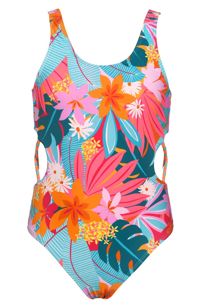 Hobie Kids' Aloha Cutout One-Piece Swimsuit, Main, color, 
