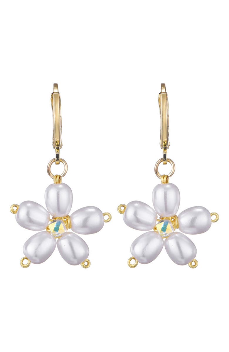 Adornia Faux Pearl & Crystal Flower Drop Earrings, Alternate, color, White