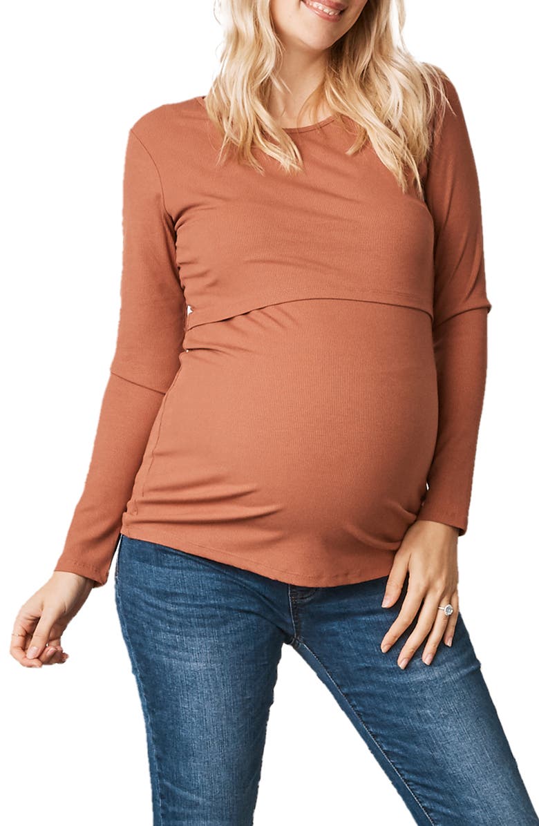 Angel Maternity Long Sleeve Maternity/Nursing Top, Main, color, 
