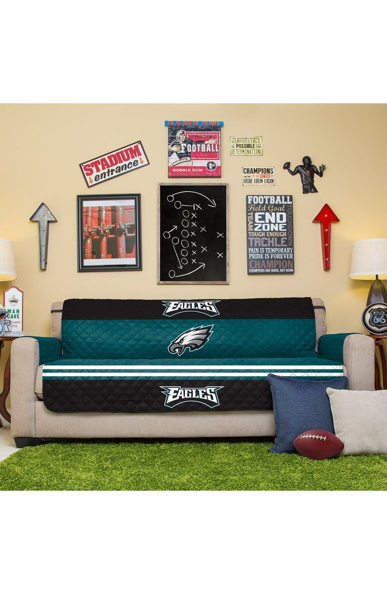 PEGASUS HOME FASHIONS Green Philadelphia Eagles Sofa Protector, Main, color,