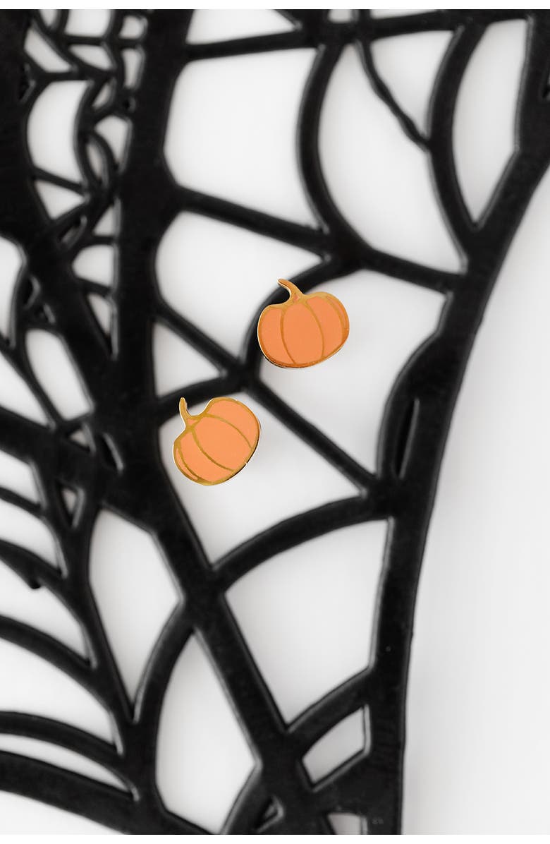 Pip Pop Pumpkin Stud Earrings, Alternate, color, Orange