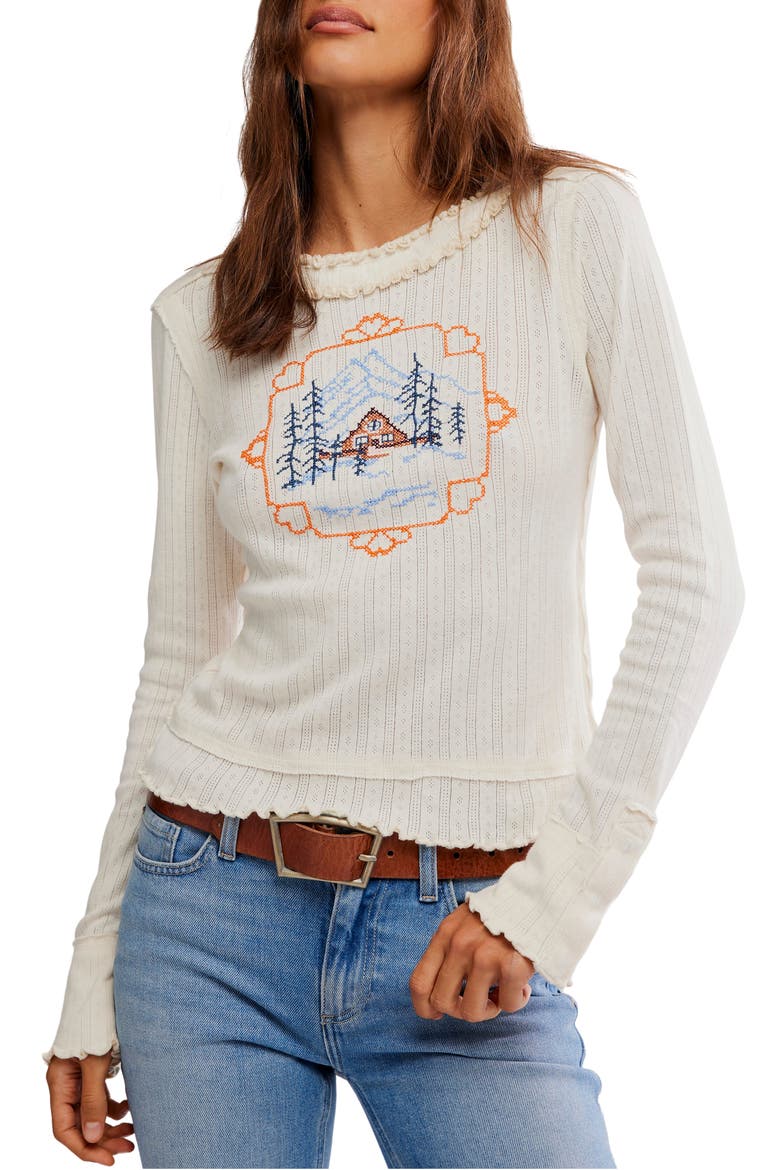 Through the Woods Long Sleeve Top, Main, color, A FRAME COMBO