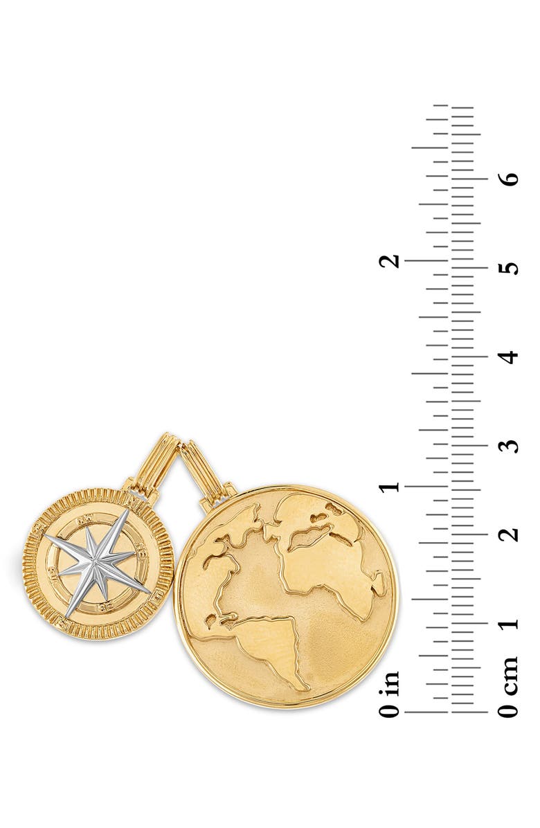 Esquire Men's Set of 2 14K Gold Plated Sterling Silver Compass & Globe Pendants, Alternate, color,
