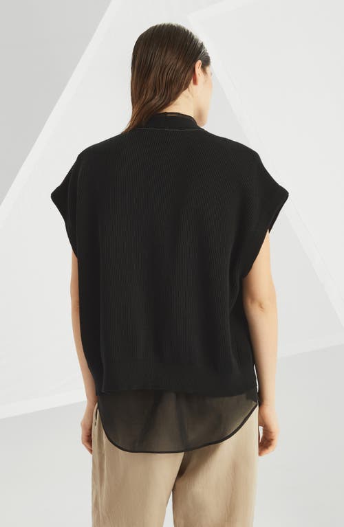 Brunello Cucinelli Layered Cardigan With Monili In Black